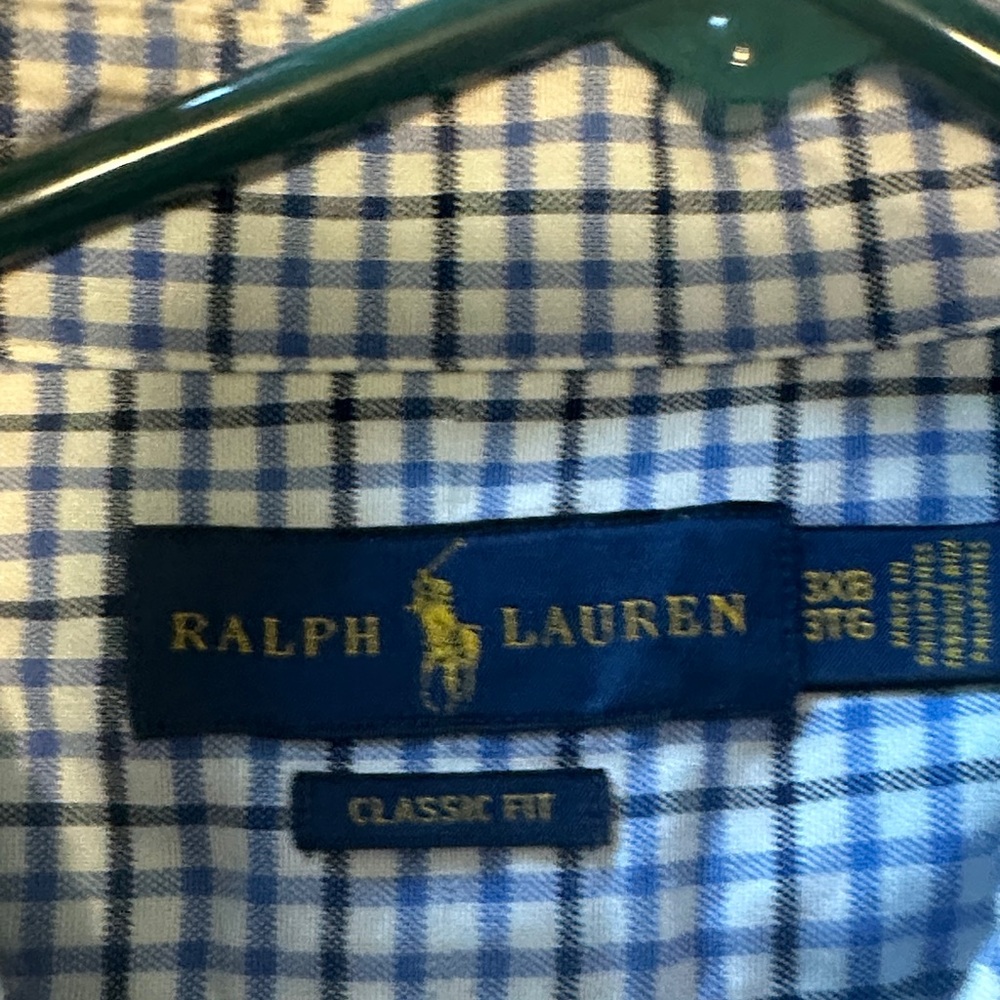 Ralph Lauren Blue and White Plaid Shirt